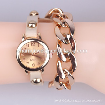 Neueste Vogue Casual / Quarz Armband Leder / Analog Gold Kette Uhr für Frauen BWL036